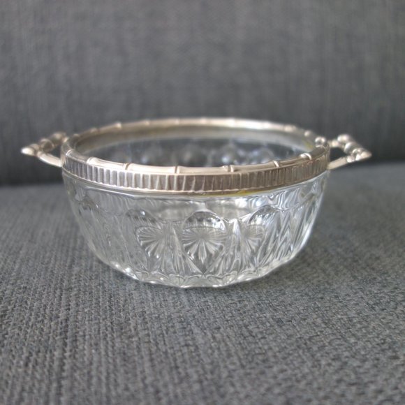 Vintage Fancy Bowl with Metal and Handles - Picture 2 of 10